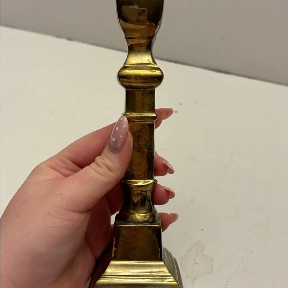 Pair of 2 vintage solid brass candle holders